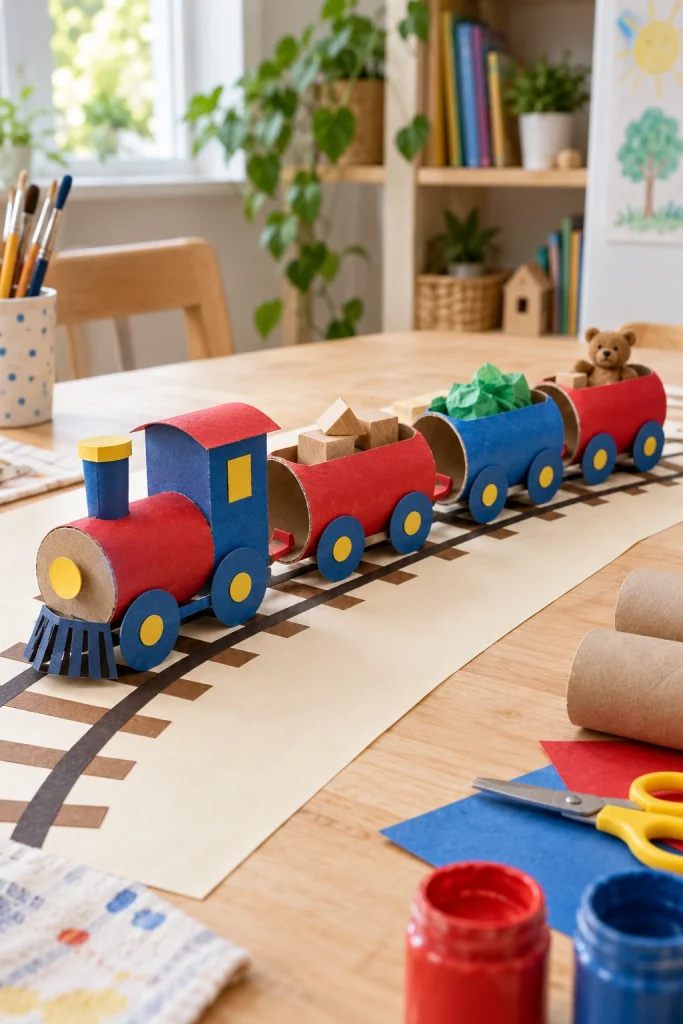 Cardboard Tube Train Set