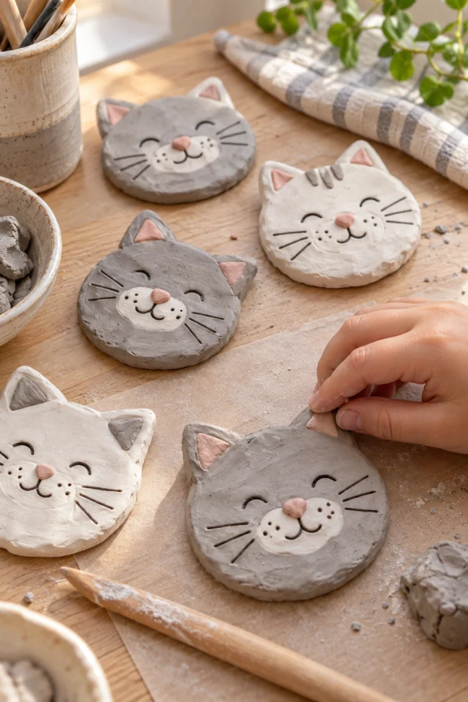 Clay Cat Faces
