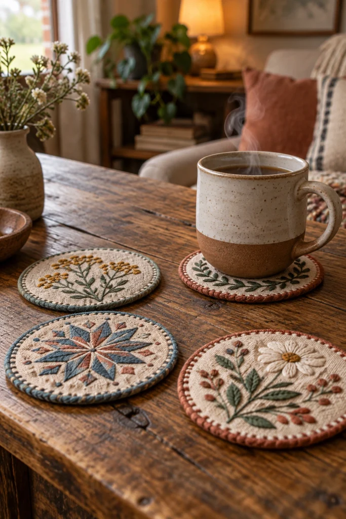 Embroidered Coasters