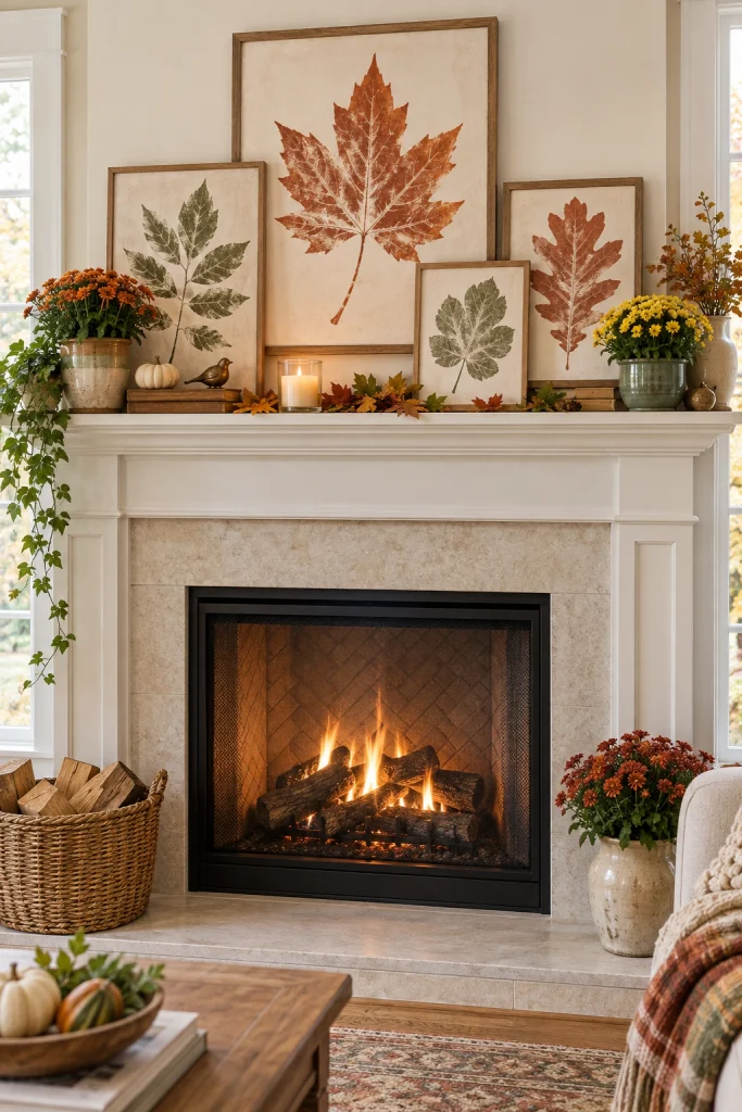 Leaf Painted Mantel