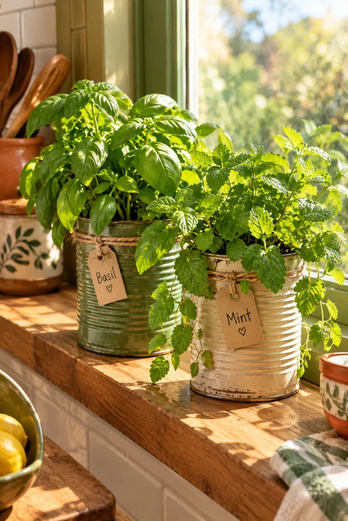 Tin Can Herb Pots